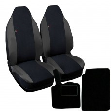 Coprisedili Smart fortwo - Seconda Serie W451 (2007-2015) - bicolore nero grigio scuro con tappetini in moquette